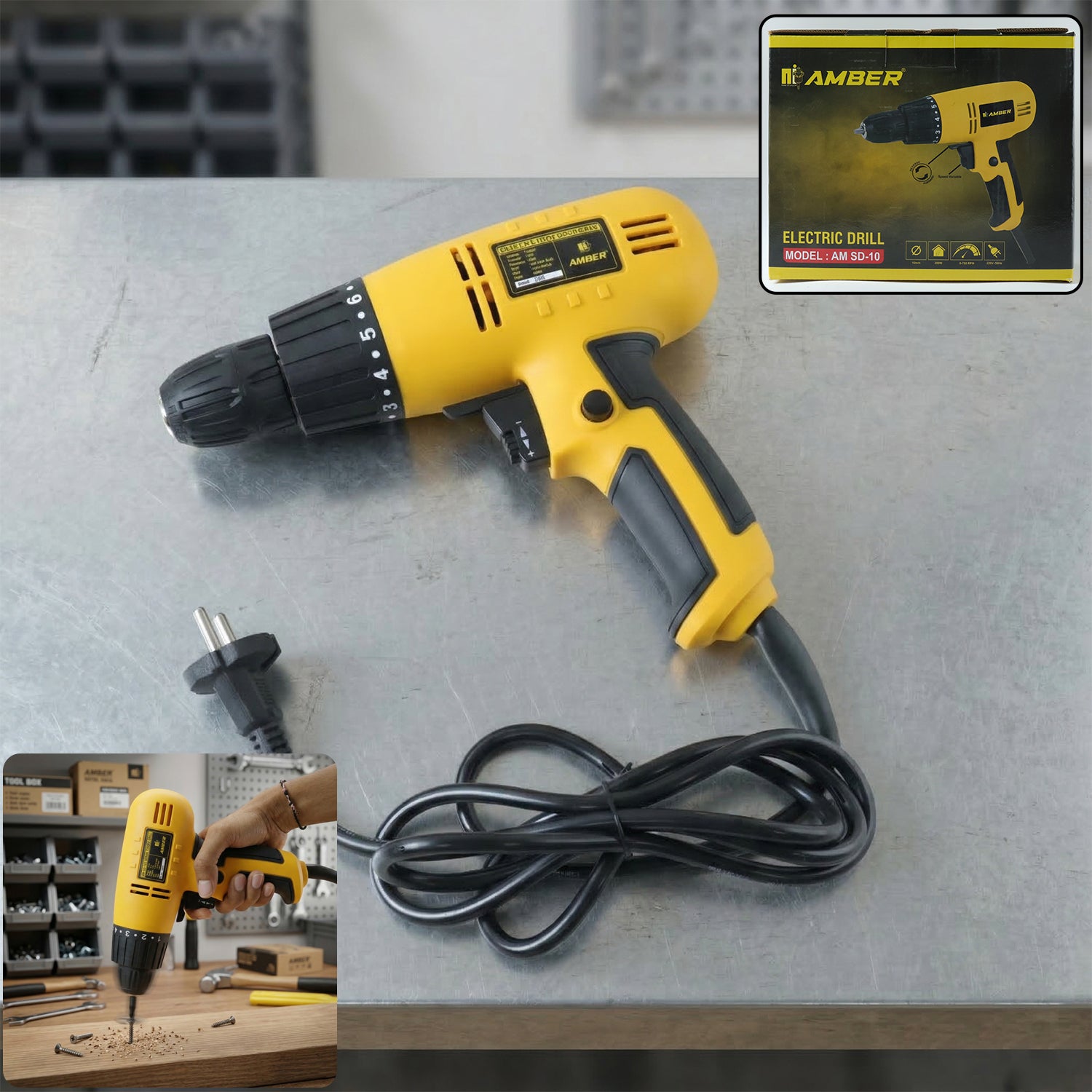 Wukusy high performance 280W electric drill machine with ergonomic handle and drill bit attachment, ideal for DIY projects.