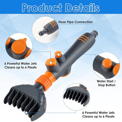Wukusy high-pressure pool filter cartridge cleaner nozzle, replacement part for pool filter maintenance, black plastic construction