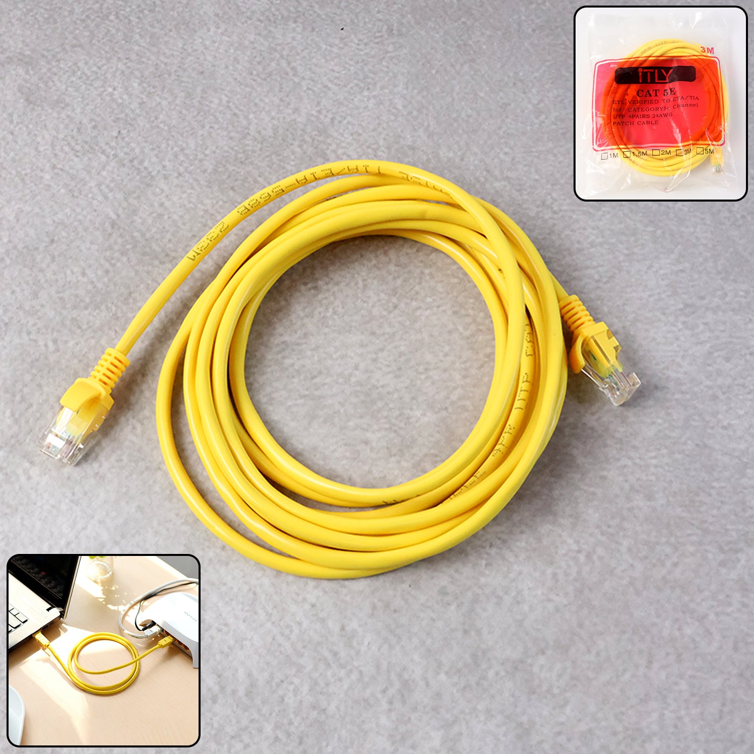 Wukusy high-speed Cat 5e Ethernet LAN network cable, 3 meters long, with connectors visible for reliable internet connection.