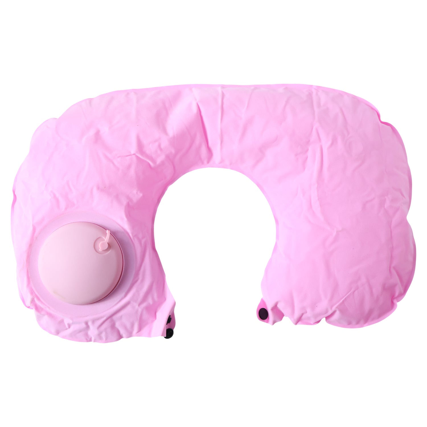 Wukusy inflatable travel neck pillow in gray, designed for comfort and support during trips, with a compact, portable design.