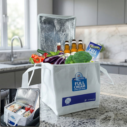 Wukusy insulated thermal lunch bag in black, 23x20 cm, with zipper closure and side handle, designed for keeping food warm or cold.