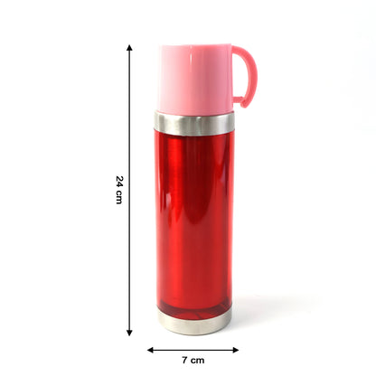 Wukusy insulated travel mug with handle and lid, 500 ml capacity, stainless steel bottle for hot or cold beverages.