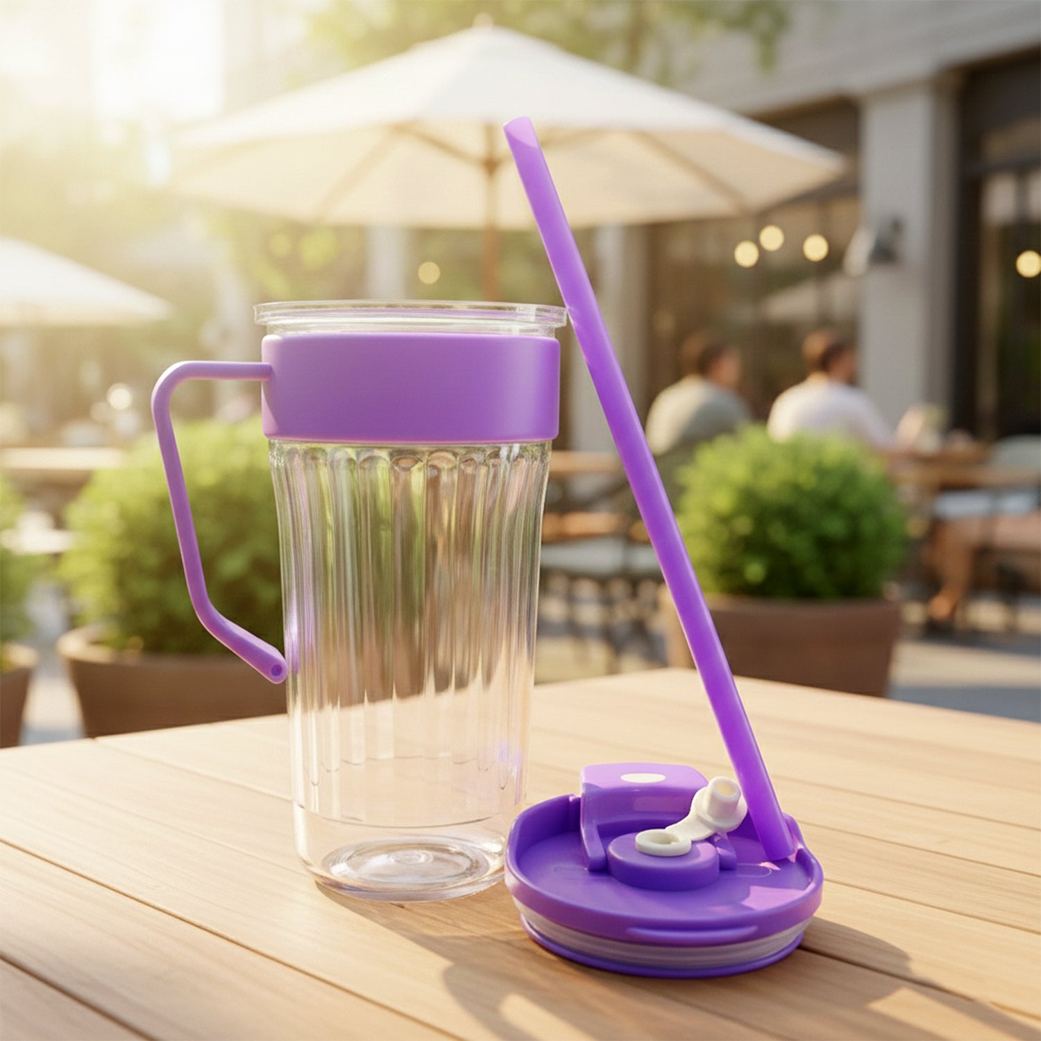 Wukusy Kiddie Plastic Tumbler with Straw and Handle, 500ml, colorful kids' travel cup with grip-friendly design