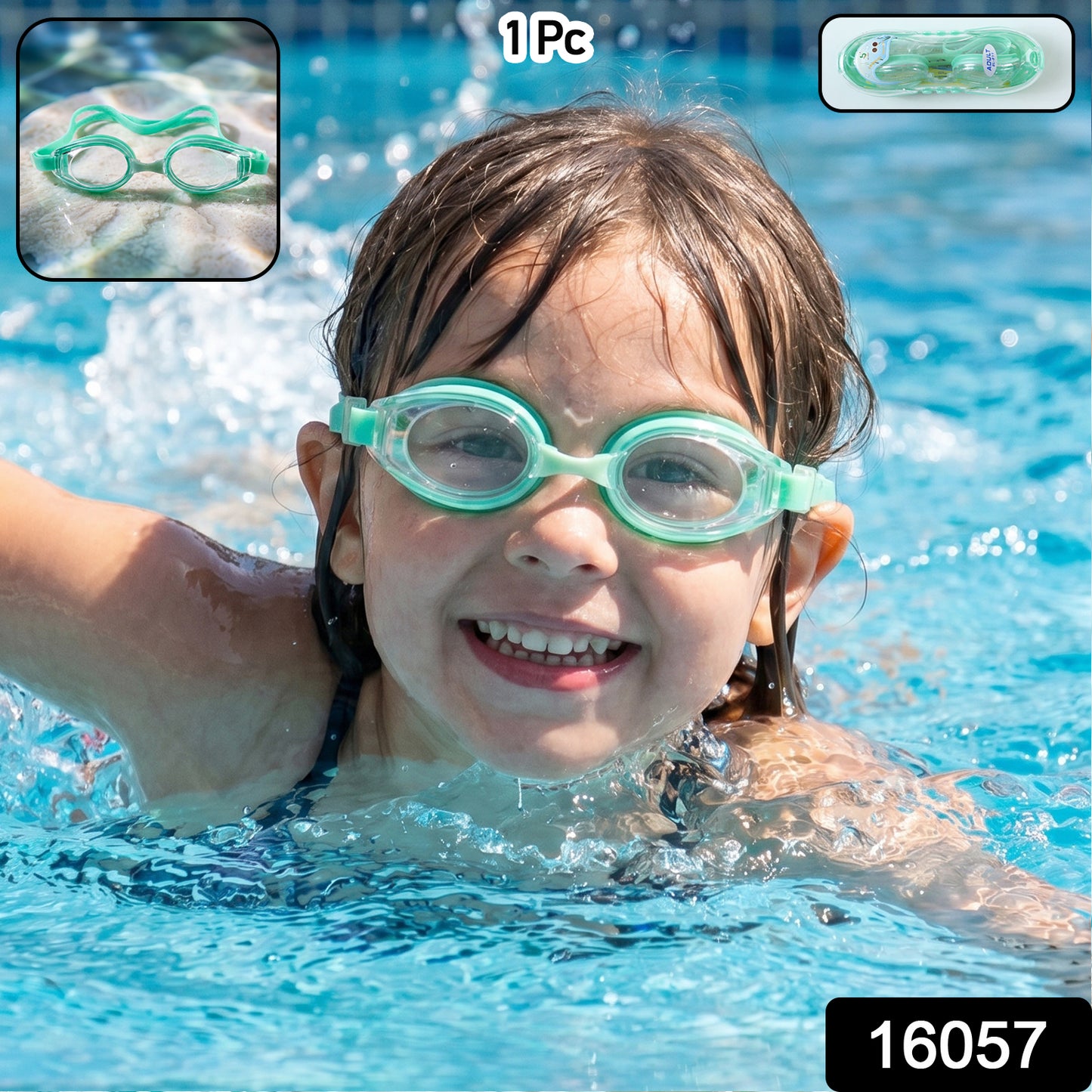 Kids anti-fog swimming goggles by Wukusy with adjustable strap and leak-proof design, suitable for young swimmers.