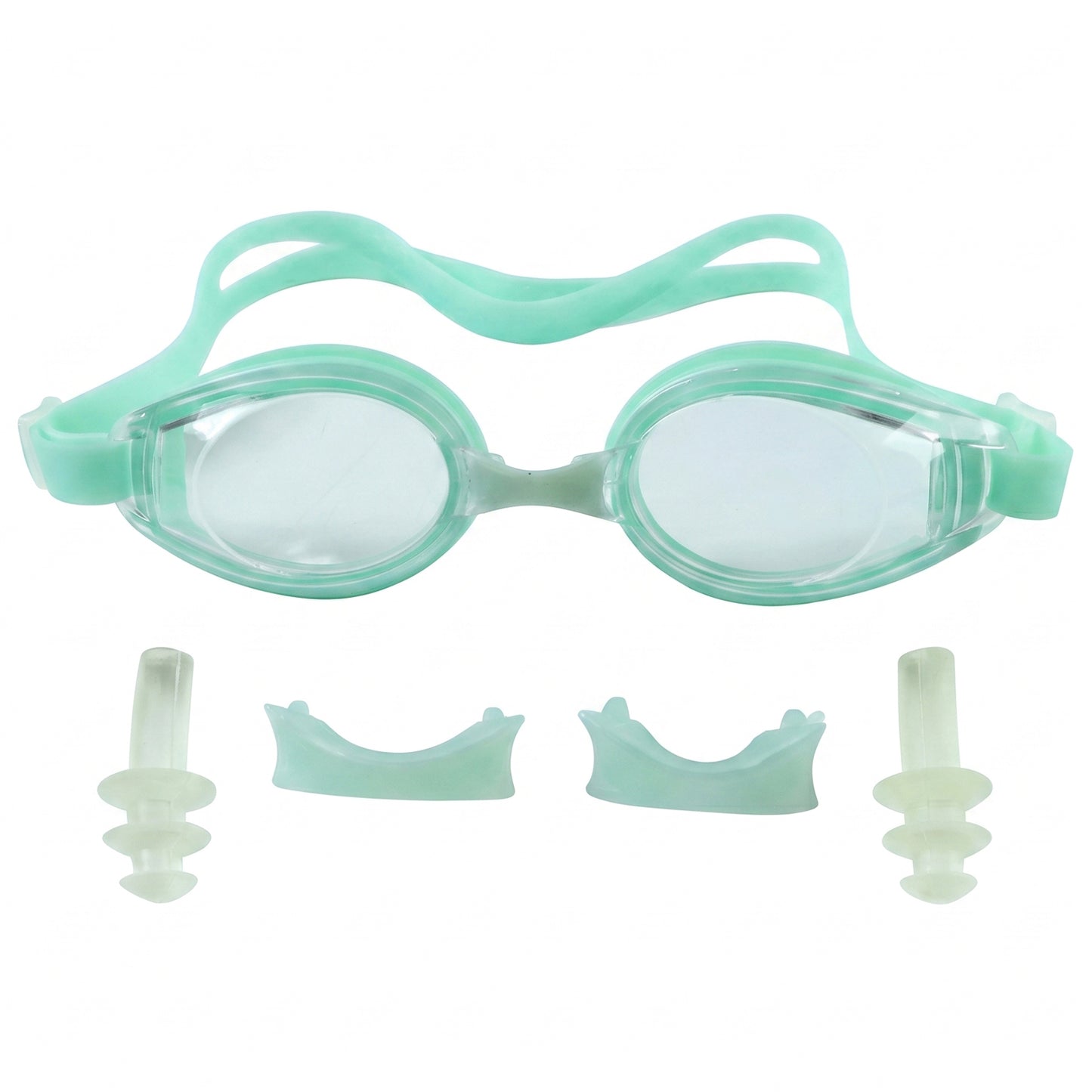 Kids anti-fog swimming goggles by Wukusy with adjustable strap and leak-proof design, shown on a white background.