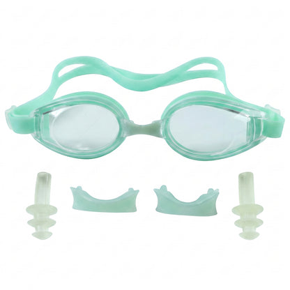 Kids anti-fog swimming goggles by Wukusy with adjustable strap and leak-proof design, shown on a white background.