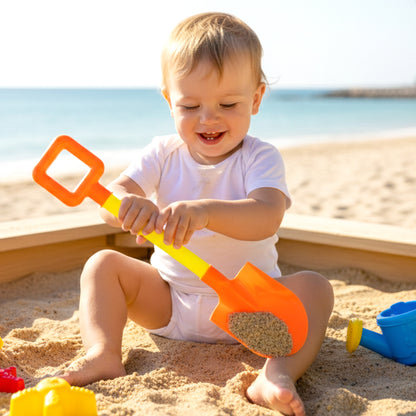 Kids beach sand shovel toy by Wukusy, featuring a colorful plastic shovel perfect for children’s sandcastle play.
