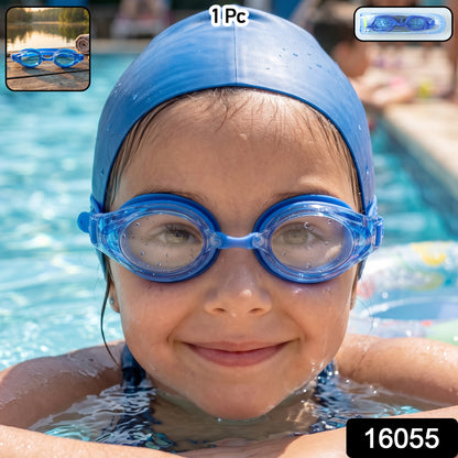 Kids professional style swimming goggles by Wukusy with anti-fog lens, adjustable strap, and clear eye coverage.