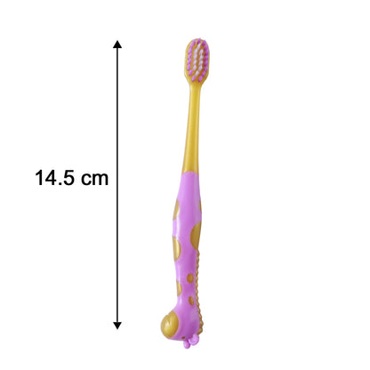 Wukusy kids toothbrush set with two cartoon-themed toothbrushes featuring whistles and fan designs for children.