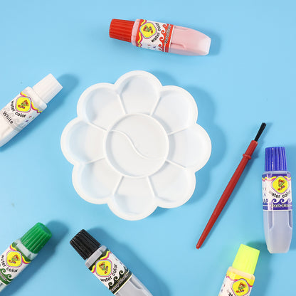 Kids watercolor painting set with brush and mixing palette by Wukusy, featuring vibrant colors and artistic tools for children.