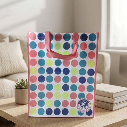 Large Wukusy printed carry hand bag with spacious design, measuring 50x41 cm, ideal for versatile use and daily carry needs.