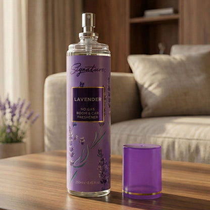 Wukusy Lavender No Gas Room and Car Freshener Spray, 250ml bottle with lavender scent and spray nozzle.
