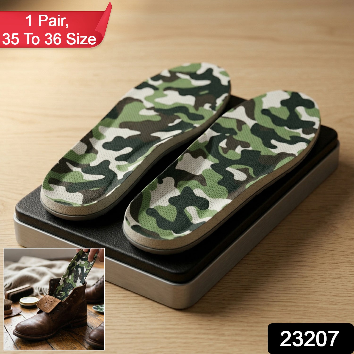 Wukusy lightweight printed foot insoles for daily use, size 35-36, showing the comfortable, cushioned design suitable for everyday wear.