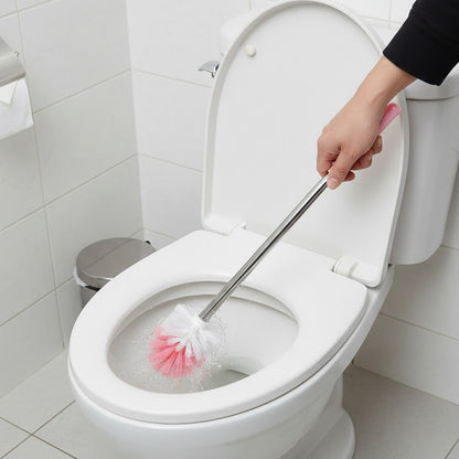 Wukusy long handle toilet cleaning brush with sturdy bristles for effective bathroom cleaning, single piece in white and blue.