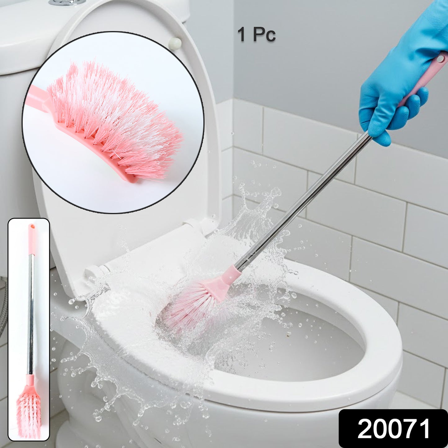 Wukusy long handle toilet cleaning brush with sturdy handle and brush head for effective bathroom cleaning.