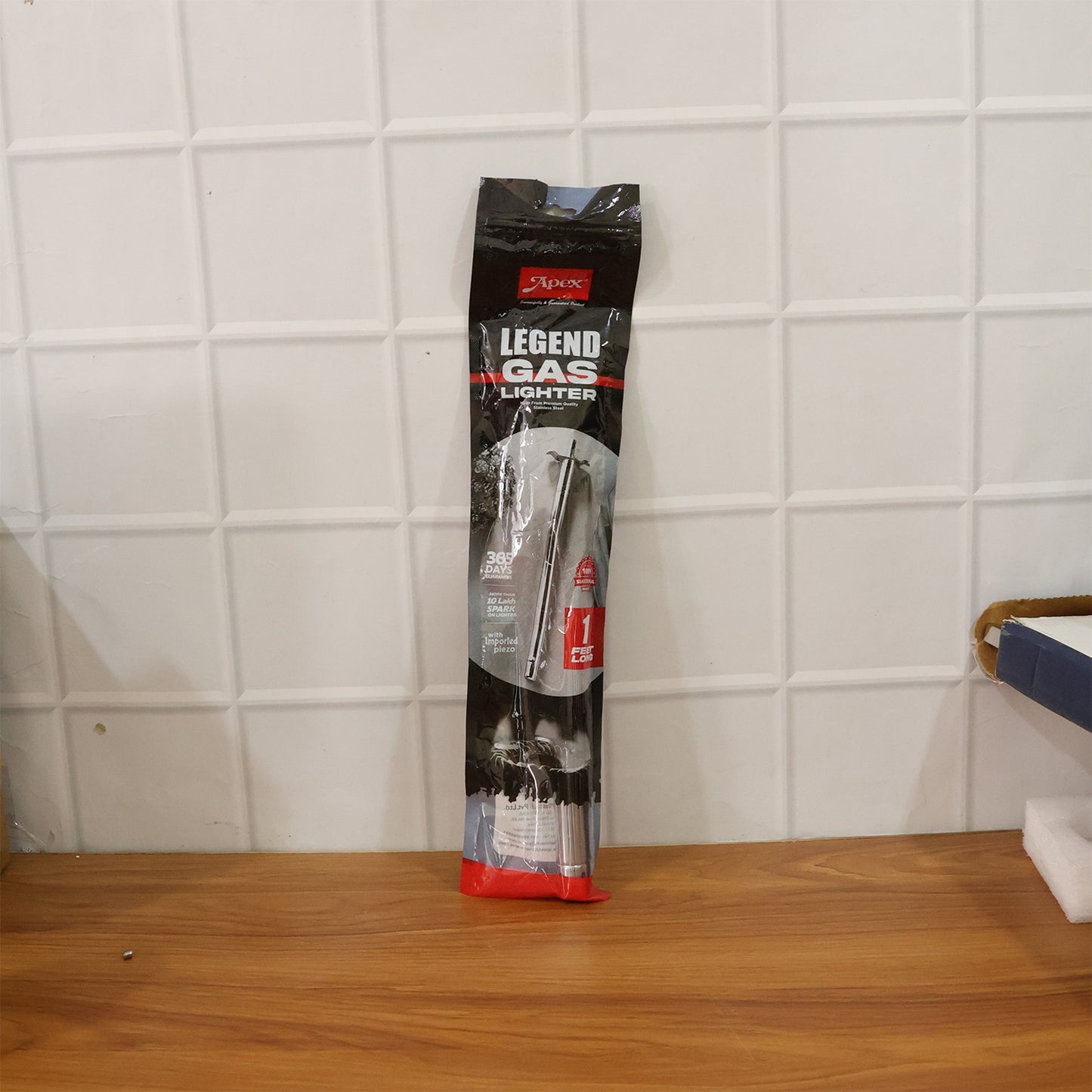 Wukusy long stainless steel gas stove lighter, 1-foot length, with a sleek design and durable metal construction for easy ignition.
