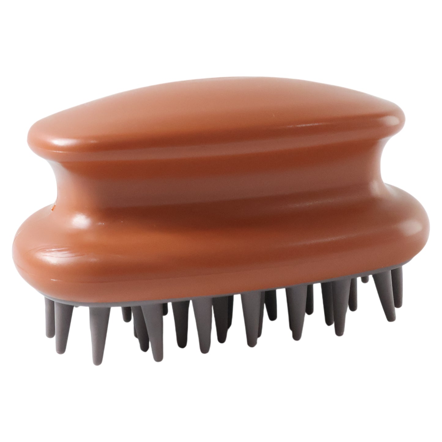 Wukusy manual scalp massage shampoo brush, black plastic handle with soft silicone bristles for gentle scalp cleansing and massage.