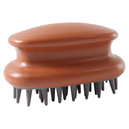 Wukusy manual scalp massage shampoo brush, black plastic handle with soft silicone bristles for gentle scalp cleansing and massage.