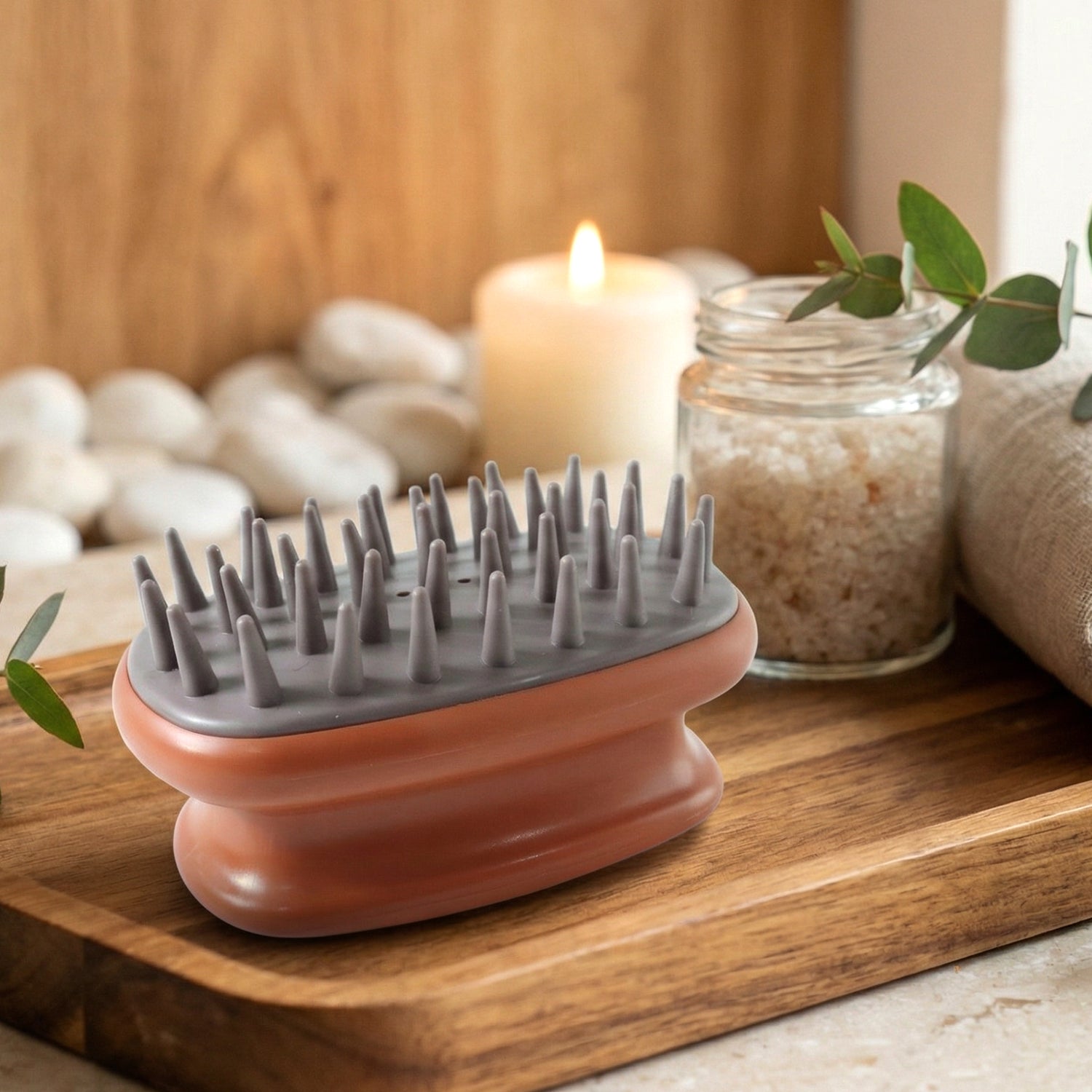 Wukusy manual scalp massage shampoo brush with soft bristles for gentle scalp cleansing and relaxation.