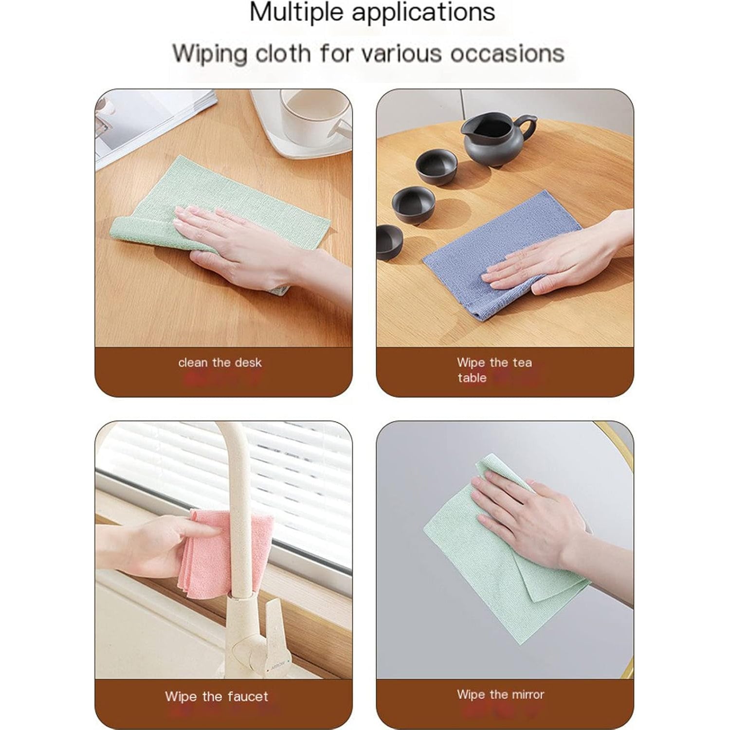 Set of 10 Wukusy microfiber cleaning cloths with storage box, perfect for gentle, effective cleaning of surfaces and screens.