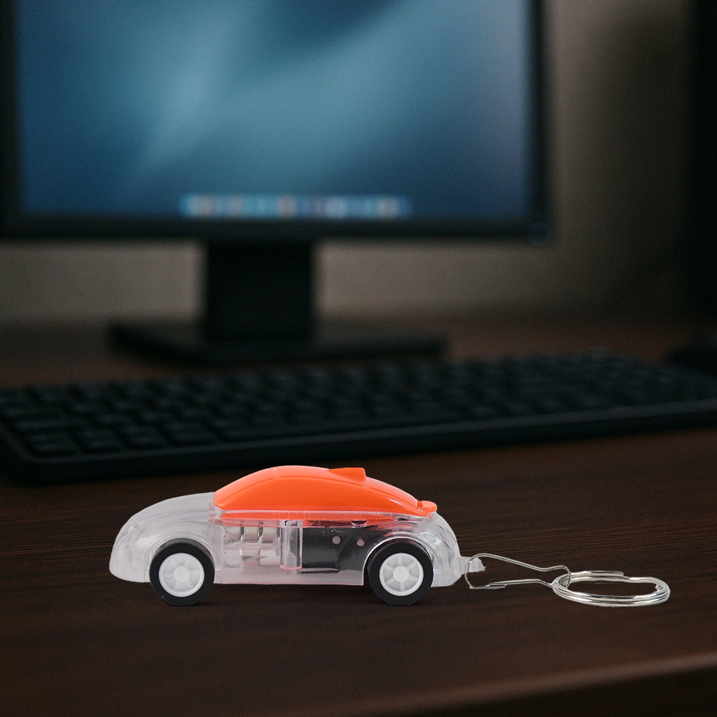 Mini car shape LED keychain light by Wukusy, featuring a compact design and random color, perfect for keychains and accessories.