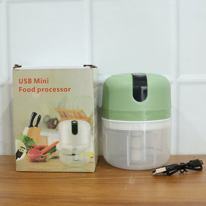 Wukusy Mini Electric Food Processor with 250ml capacity, vegetable and garlic chopper, compact kitchen appliance.