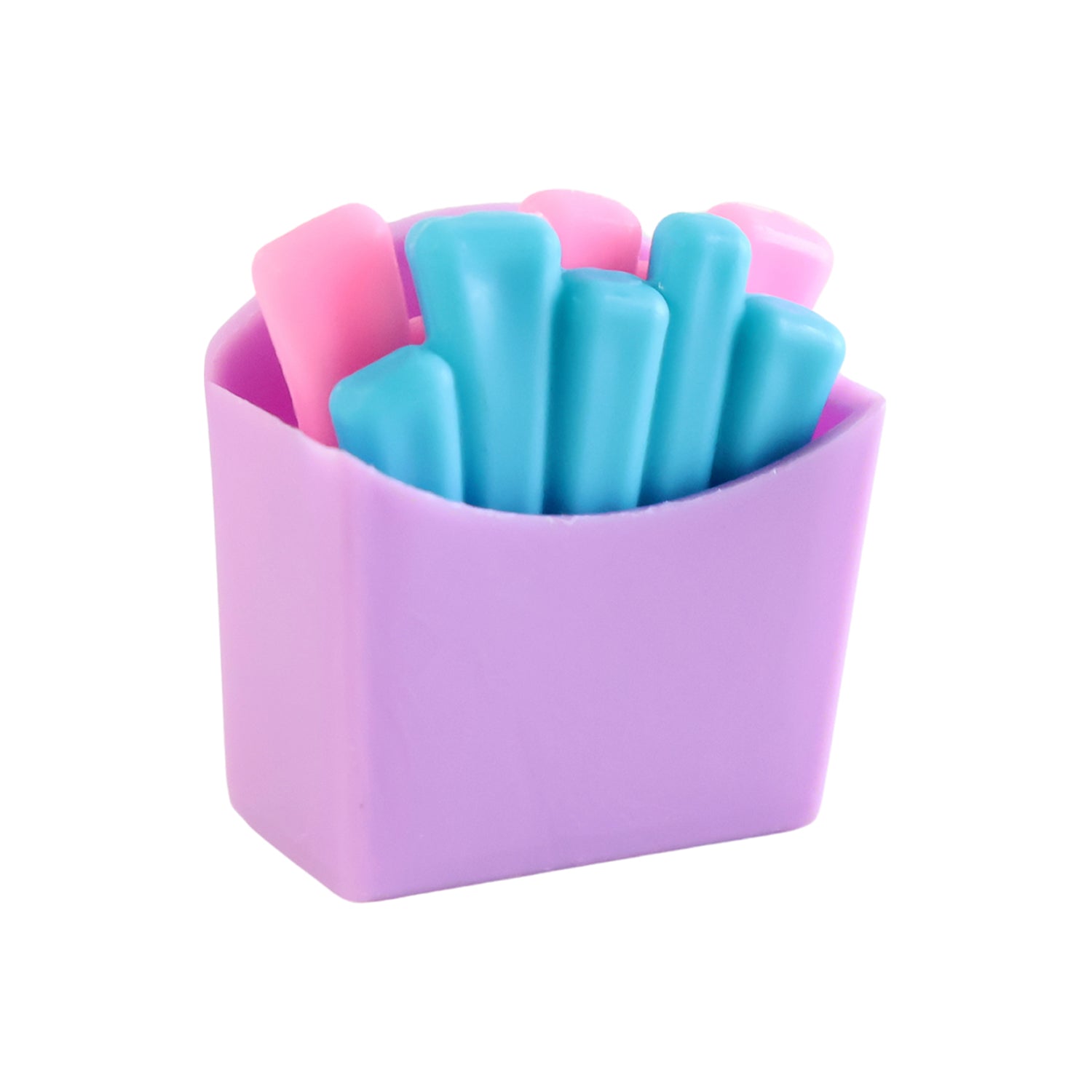 Wukusy Mini French Fries Toy Set featuring realistic miniature fries in a playful, colorful display for kids' pretend play.
