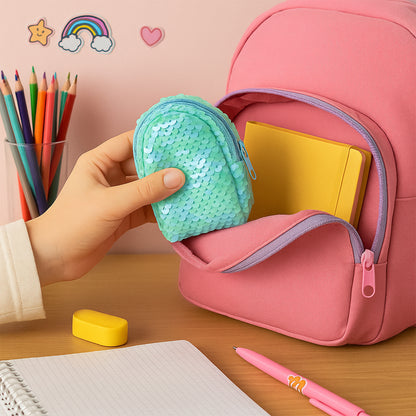 Mini sequin zipper pouch by Wukusy with sparkling sequins and a zipper closure, perfect for small accessories or coins.