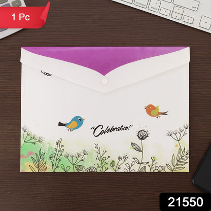 Wukusy Mix Design A4 printed document folder with decorative button closure, designed for organizing papers and files.