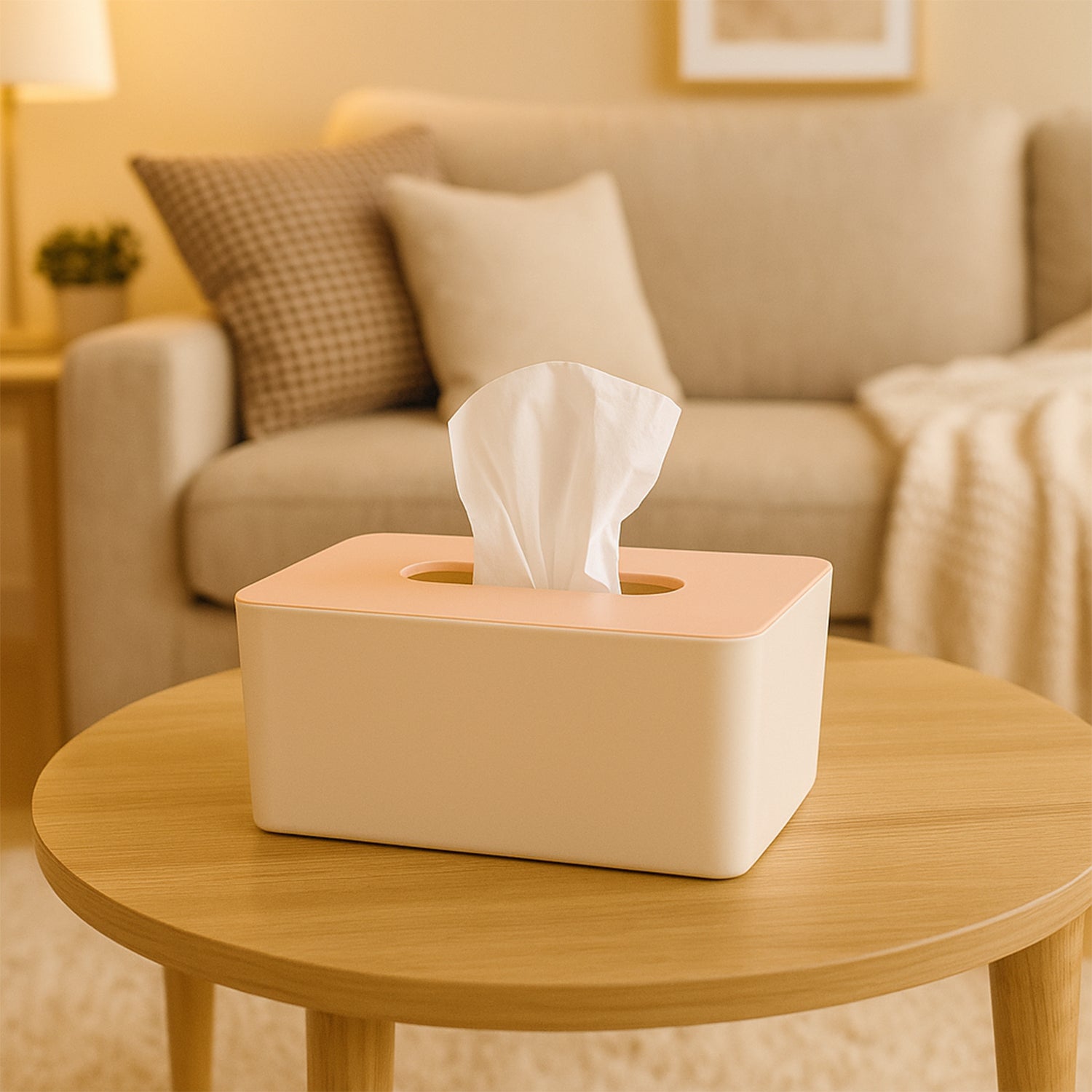 Wukusy modern tissue box holder in sleek design, made of durable material, holds standard tissue boxes for home or office use.