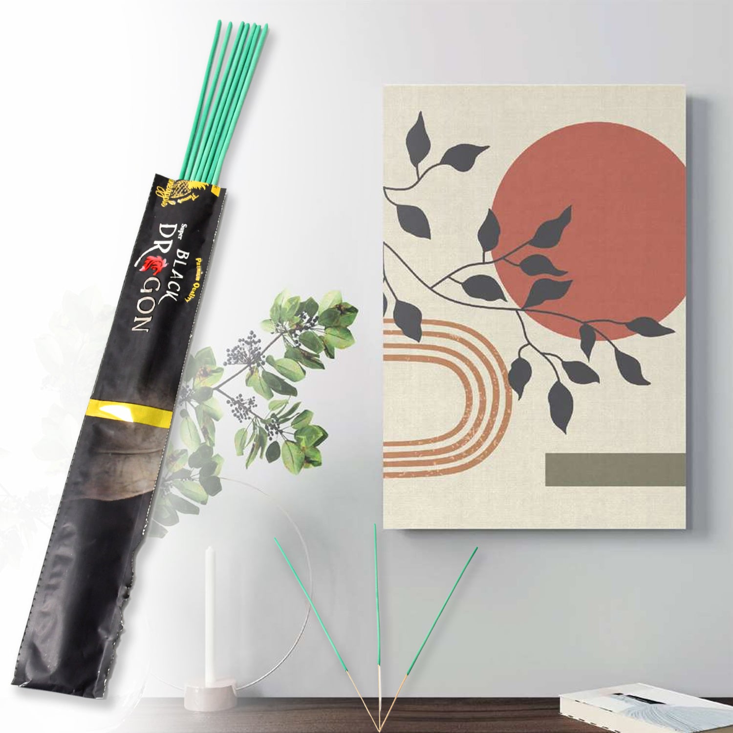 Wukusy herbal mosquito agarbatti sticks in a box with 12 packets, each containing 10 incense sticks for natural mosquito repellent.