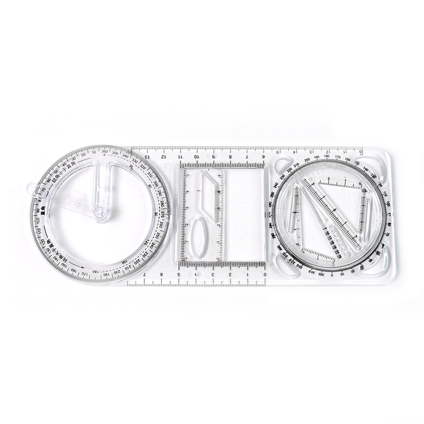 Wukusy multi-functional geometry drawing tool, 1 piece, with various rulers and compass features for precise technical drawing.
