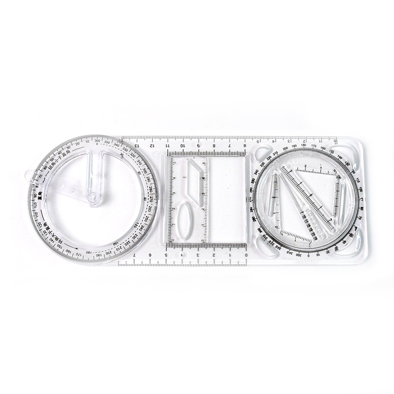 Wukusy multi-functional geometry drawing tool, 1 piece, with various rulers and compass features for precise technical drawing.