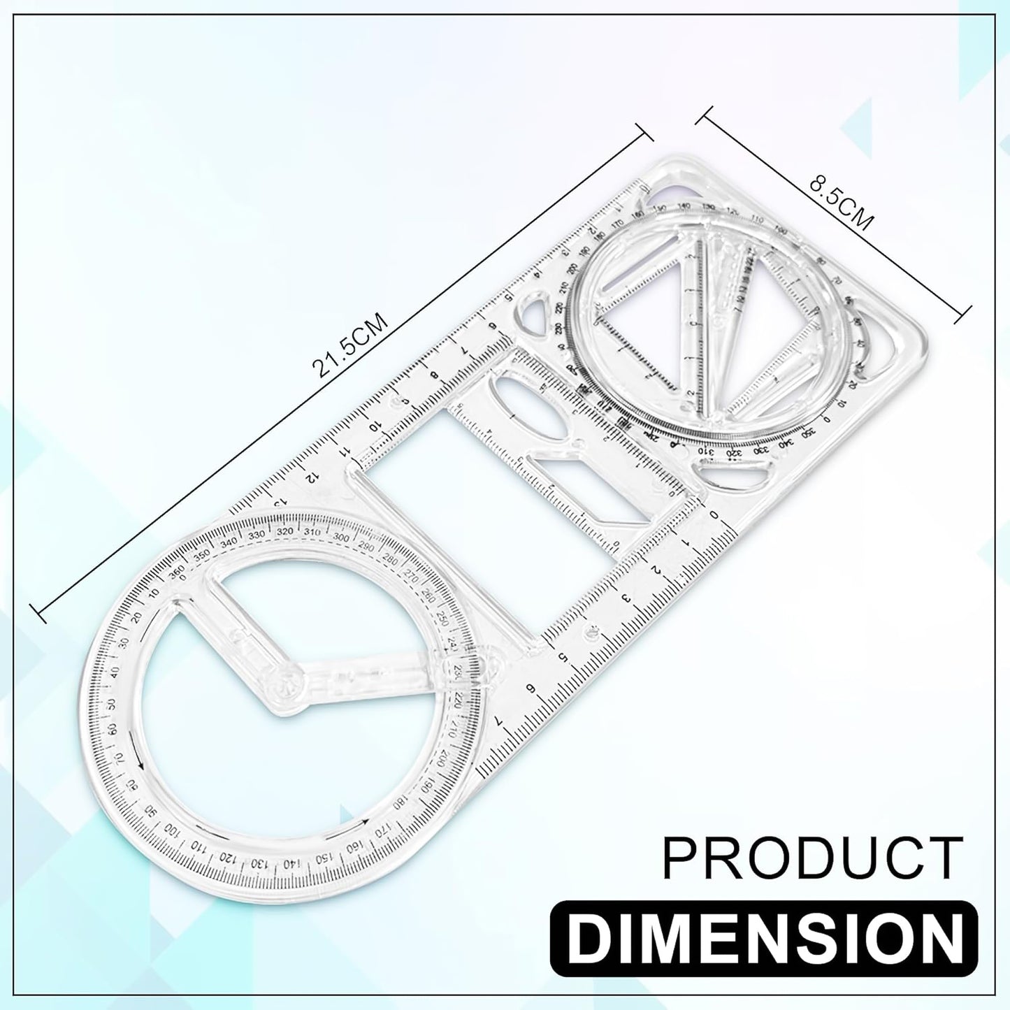 Wukusy multi-functional geometry drawing tool, a versatile set for accurate geometric sketches and technical drawings.