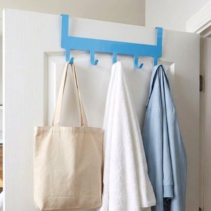 Wukusy Multi Metal 5 Hook Hanging Rack showing five hooks on a sleek metal frame for organized storage.