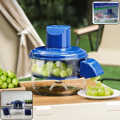 Wukusy multi-purpose fruit and vegetable peeler set with three colorful peelers on a white background.