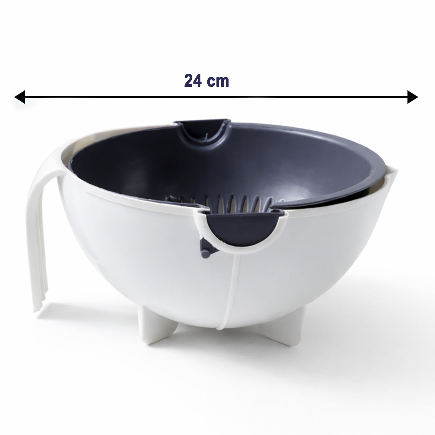 Wukusy 2-in-1 vegetable washing bowl with strainer, made of durable material, ideal for rinsing fruits and vegetables efficiently.