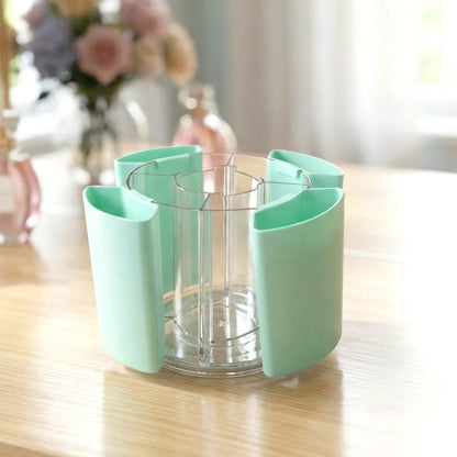 Wukusy multipurpose 5-compartment rotating pen holder with space for pens, pencils, and office supplies.