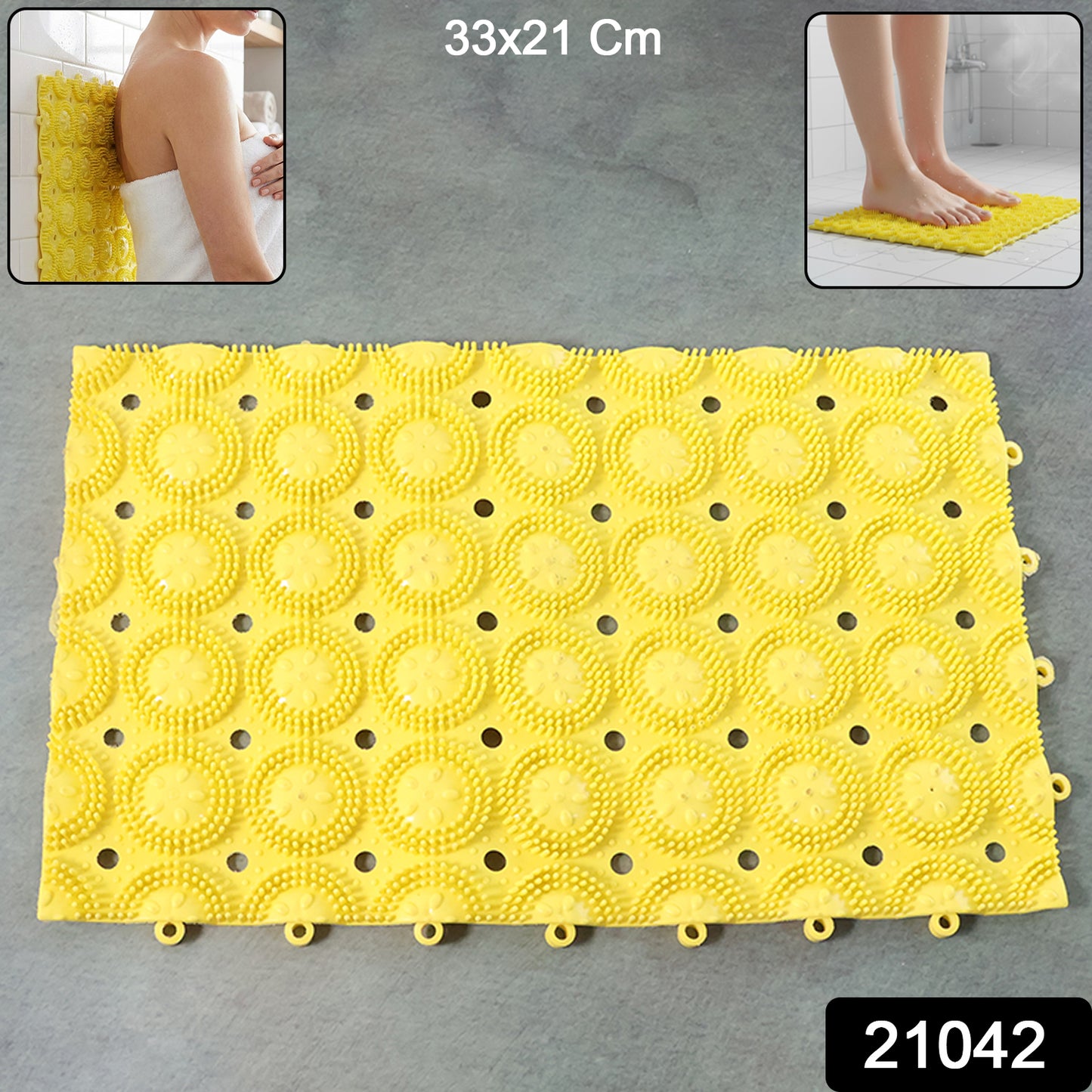 Wukusy anti-slip bathroom massage mat with suction cups, 33x21 cm, designed for safety and comfort during bathing.