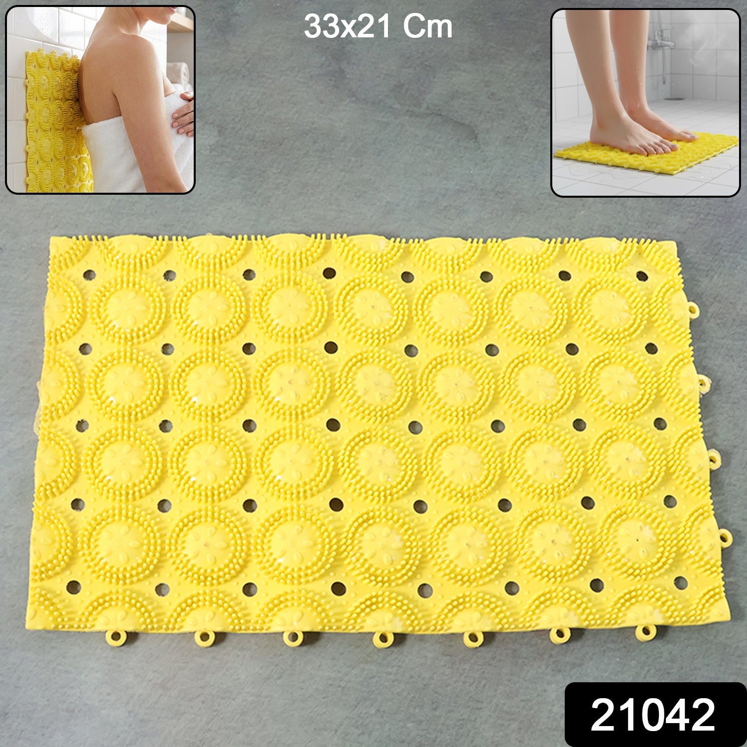 Wukusy anti-slip bathroom massage mat with suction cups, 33x21 cm, designed for safety and comfort during bathing.