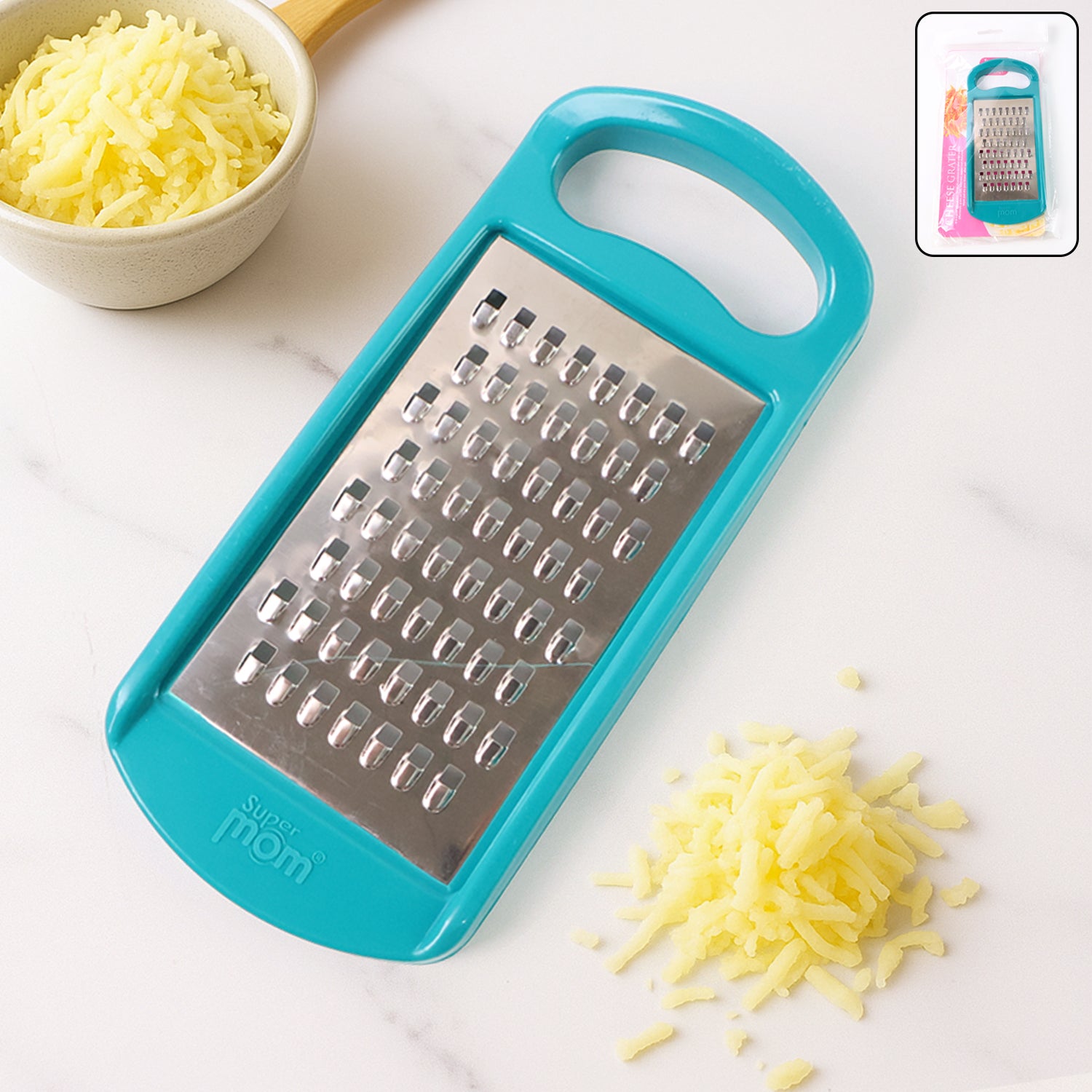 Wukusy multipurpose cheese and vegetable grater with multiple grating surfaces for cheese, vegetables, and more.