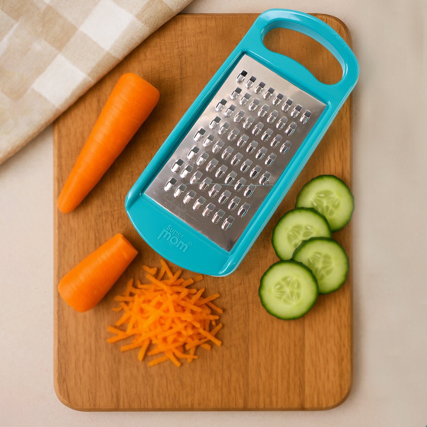 Wukusy multipurpose cheese and vegetable grater with stainless steel blades and ergonomic handle for versatile kitchen use