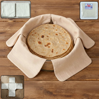 Wukusy multipurpose cotton round roti cloth cover, 51x51 cm, pack of 2, ideal for covering and storing roti and bread.