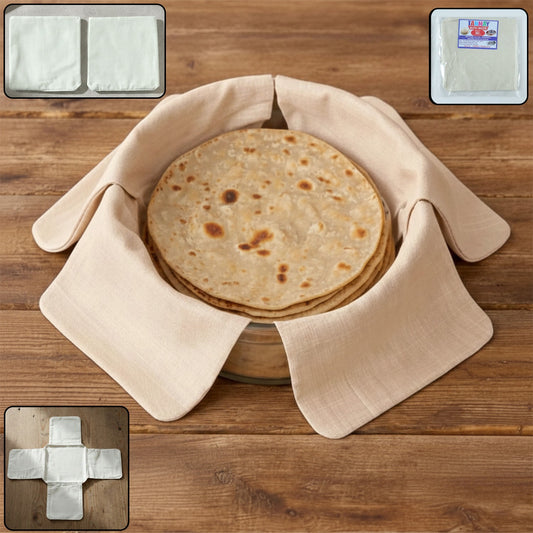 Wukusy multipurpose cotton round roti cloth cover, 51x51 cm, pack of 2, ideal for covering and storing roti and bread.