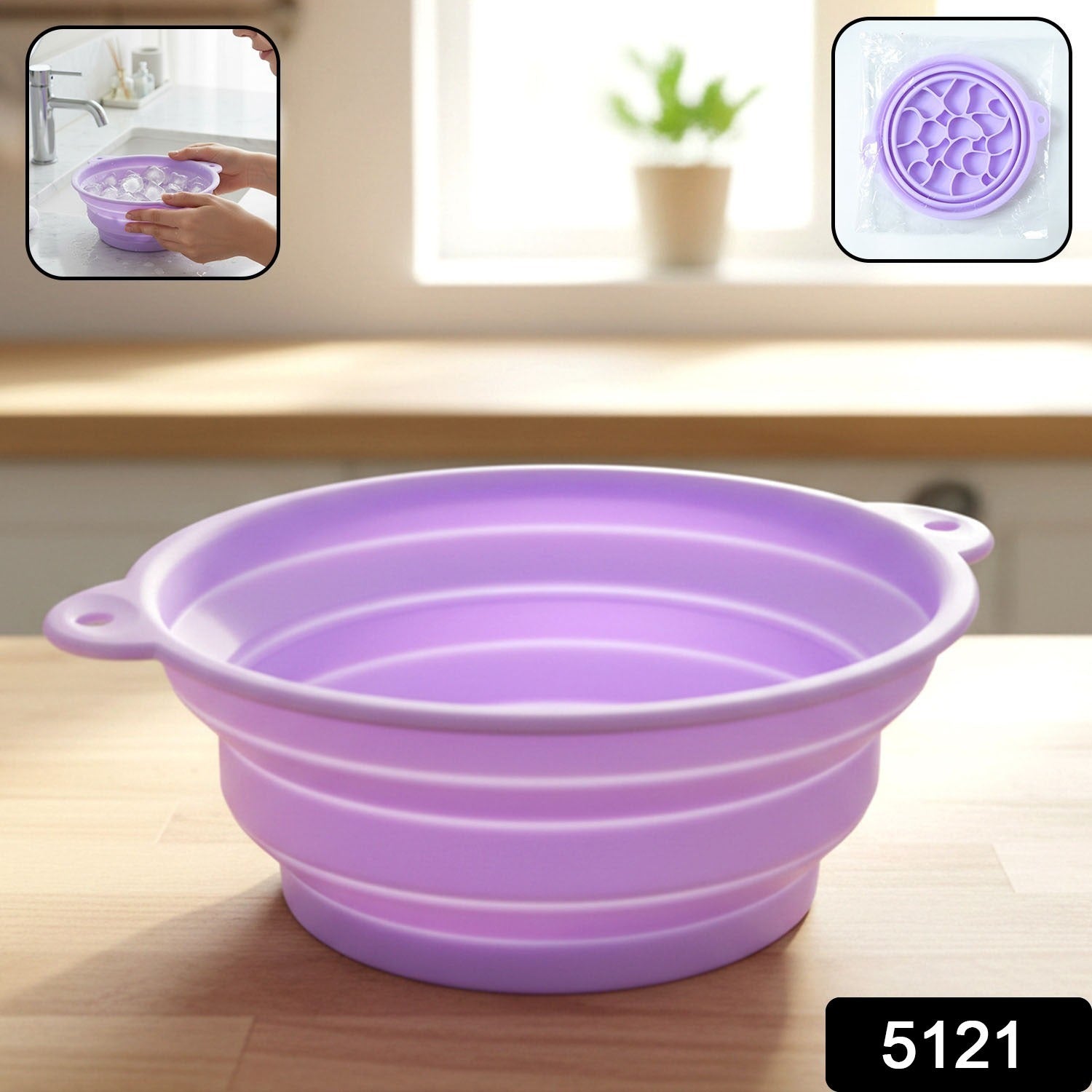 Wukusy folding silicone facial ice bath bowl for skincare, compact and flexible for cooling treatments and facial routines.