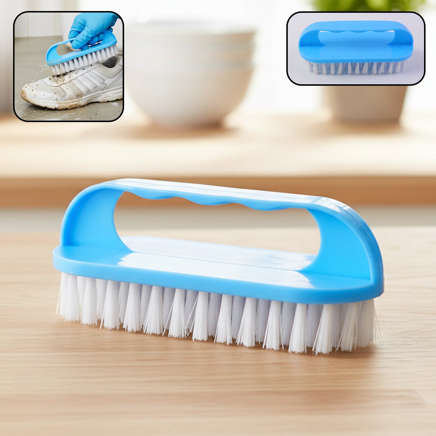 Wukusy heavy-duty handheld cleaning scrub brush with sturdy bristles for scrubbing tough dirt and grime surfaces.