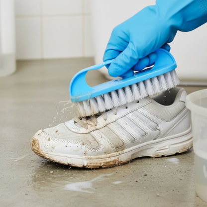 Wukusy heavy-duty handheld cleaning scrub brush with stiff bristles for scrubbing dishes, surfaces, and outdoor cleaning tasks.