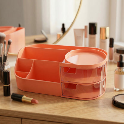 Wukusy multipurpose makeup organizer storage box with compartments for cosmetics and brushes, ideal for countertop organization