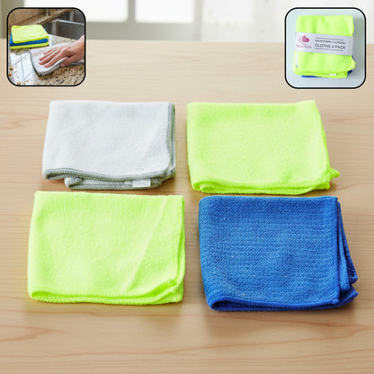 Wukusy microfiber dust cleaning cloths, 4-piece set, soft and reusable microfiber cloths for dusting and cleaning surfaces.