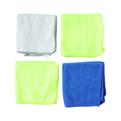Wukusy microfiber dust cleaning cloths, 4-piece set, soft and absorbent for effective dust removal on various surfaces.